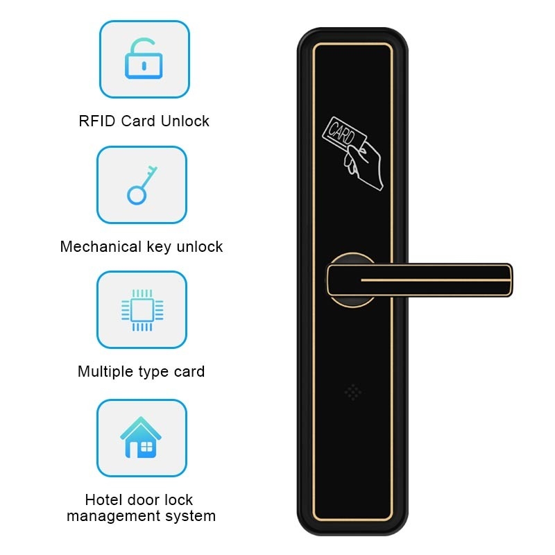 Smart Swipe Kartu RFID Kunci Pintu Kamar Hotel Kunci Paduan Aluminium Untuk Hotel