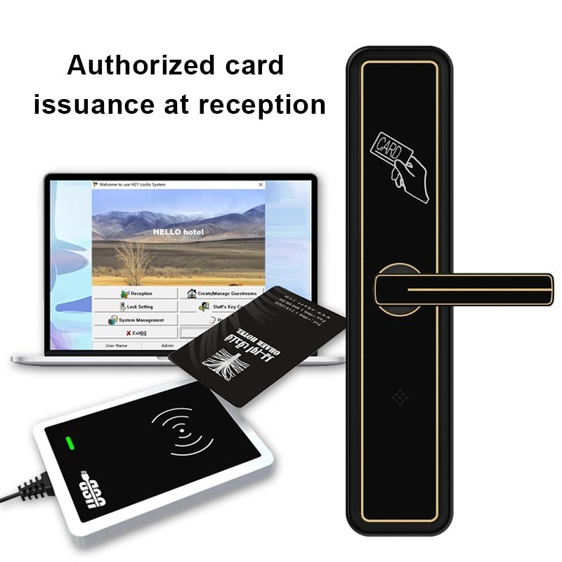 Smart Swipe Kartu RFID Kunci Pintu Kamar Hotel Kunci Paduan Aluminium Untuk Hotel