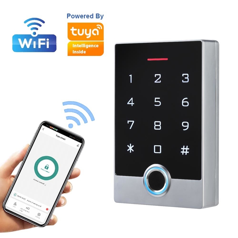 Kontrol Akses Sidik Jari RFID Tahan Air Keypad Logam Dengan Aplikasi Tuya