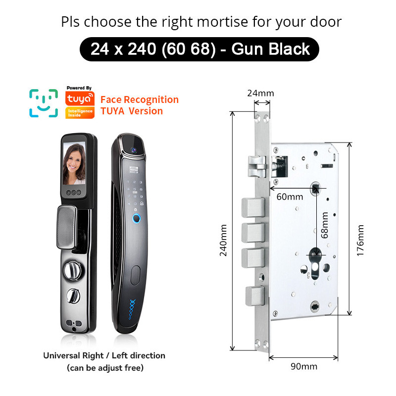 Tuya Smart Fingerprint Smart Lock Pengenalan Wajah Kunci Pintu Dengan Wifi