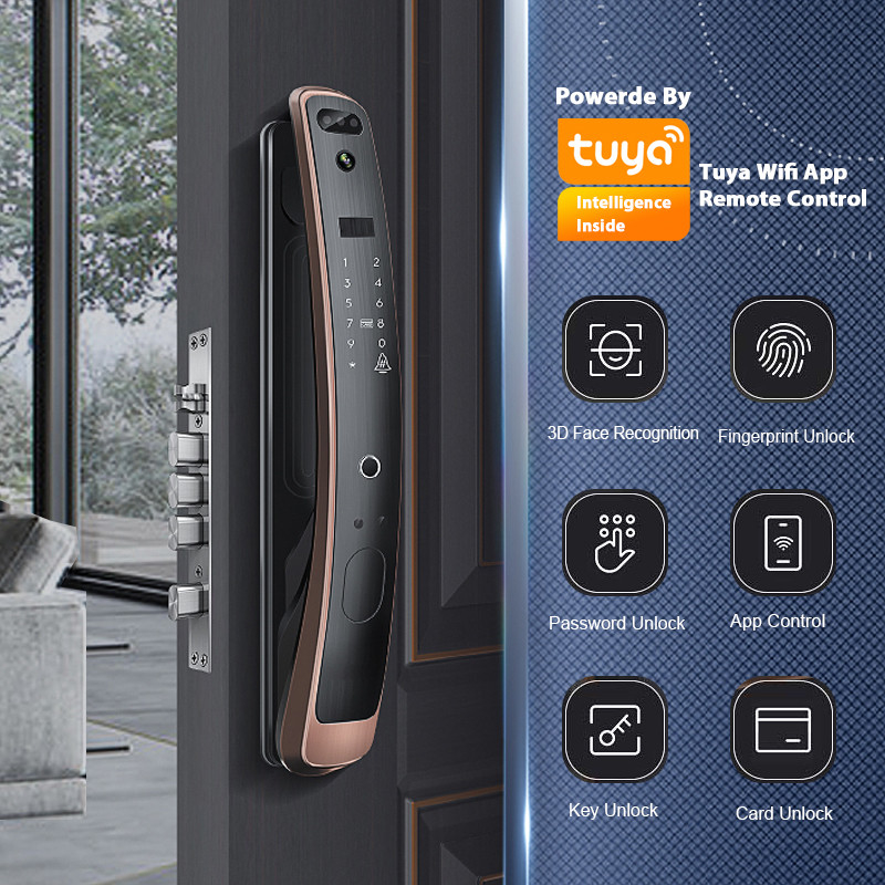 Wifi Tuya Smart Lock Kontrol Akses 3D Kunci Pintu Pengenalan Wajah