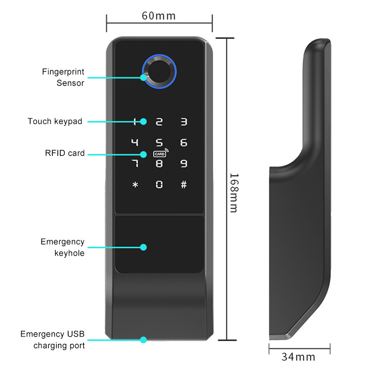 Aplikasi Digital Wifi Kunci Pintu Sidik Jari Biometrik Cerdas Dua Sisi