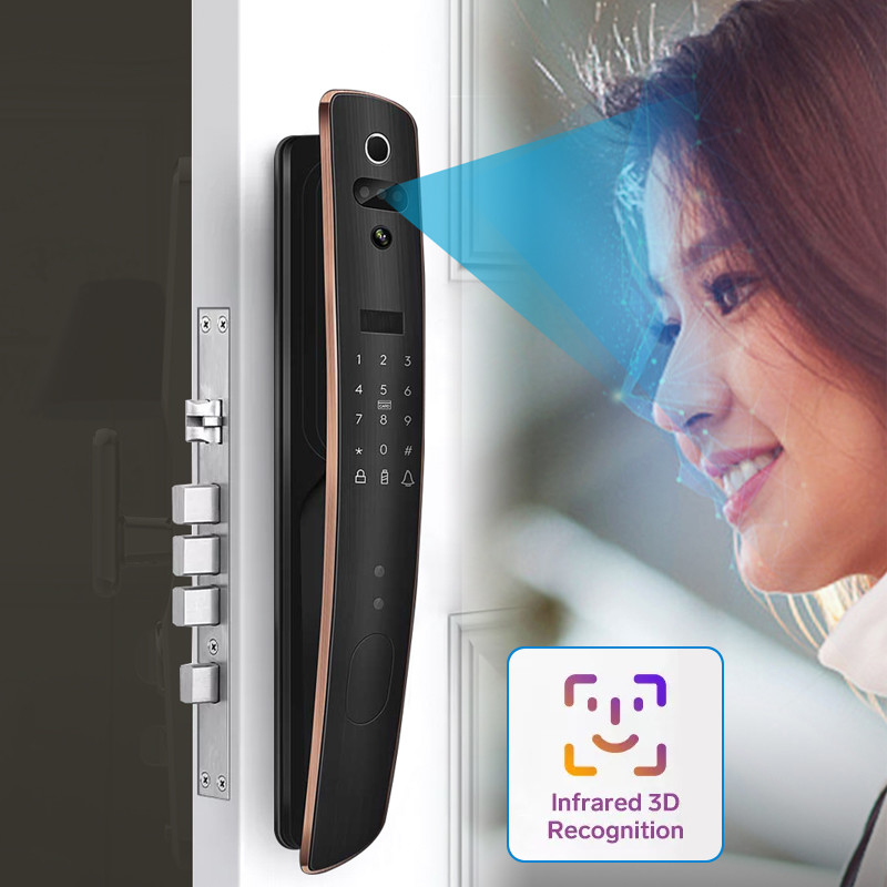 3D Wajah Digital Tuya Smart Lock Kontrol Akses Sidik Jari RFID Paduan Aluminium