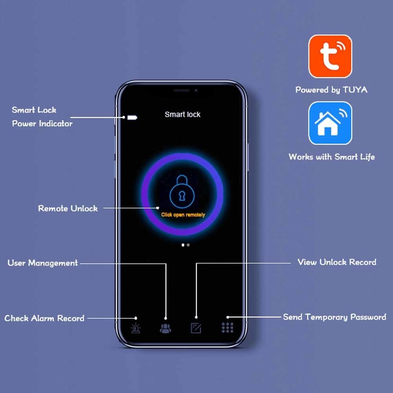 Rumah Smart Intelligent Lock Tuya Wifi App Security kunci pintu sidik jari digital
