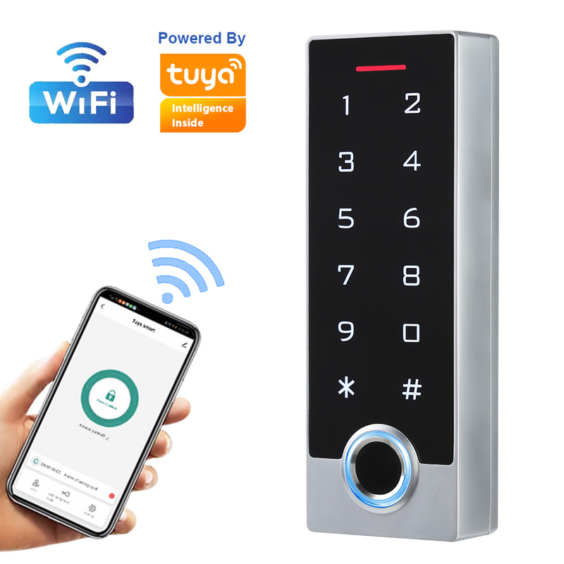 Tuya App Kontrol Akses Pintu Sidik Jari Biometrik Kartu RFID Tahan Air IP68 Touch Keypad