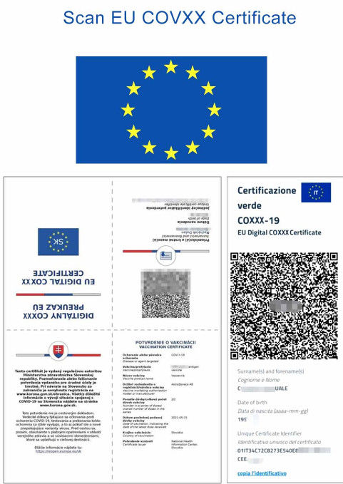 Pembaca Kode QR, Pemindai Suhu Pengenalan Wajah 5 Inch, EU Green Pass