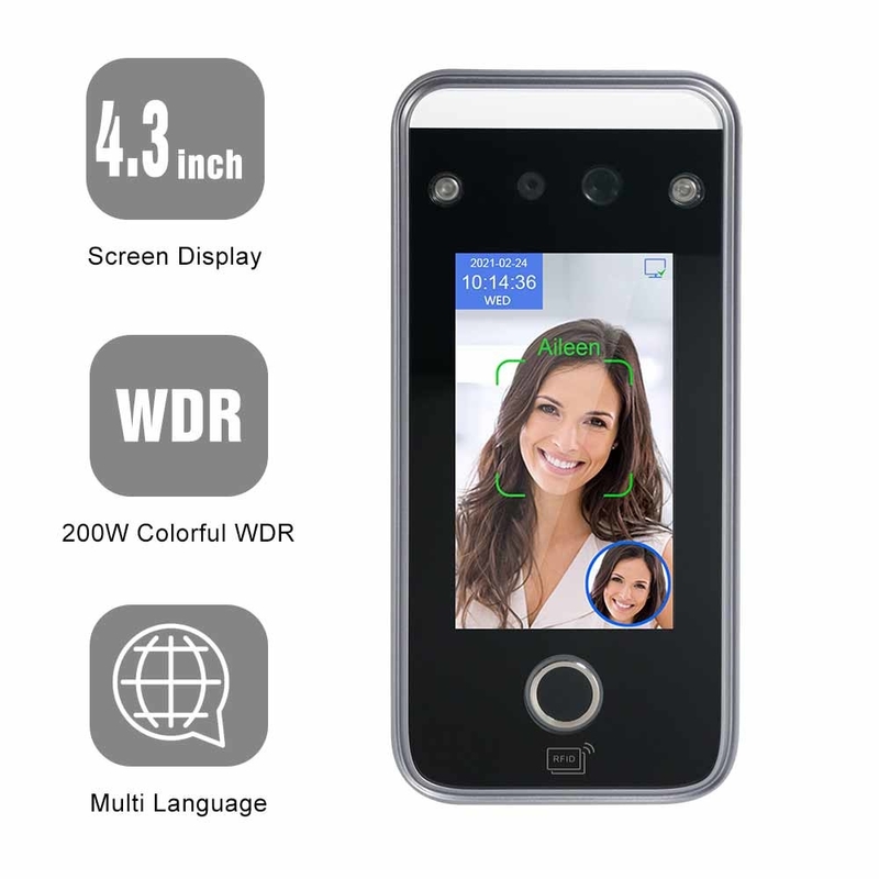 4.3&quot; IPS Sistem Kontrol Akses Pengenalan Wajah USB RS485 TCP IP