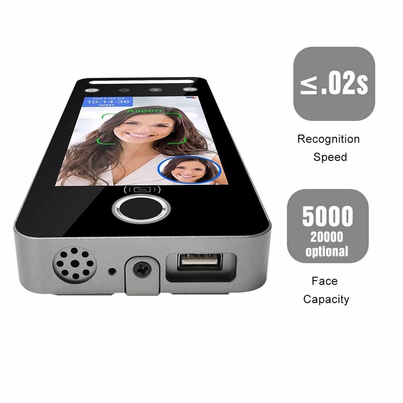 Mesin Sidik Jari Absensi Waktu 5 Inch Touchless Facial QR Code Card Reader