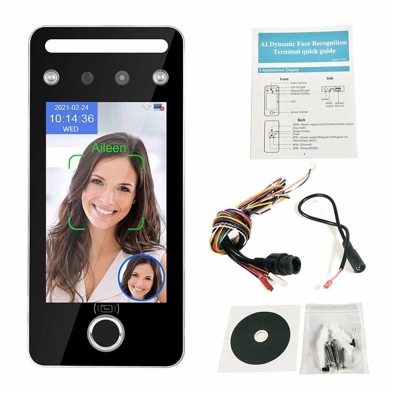 Mesin Sidik Jari Absensi Waktu 5 Inch Touchless Facial QR Code Card Reader