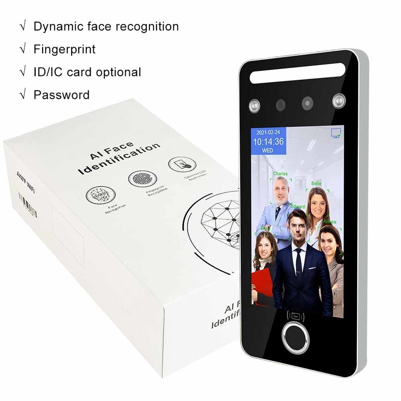 Mesin Sidik Jari Absensi Waktu 5 Inch Touchless Facial QR Code Card Reader