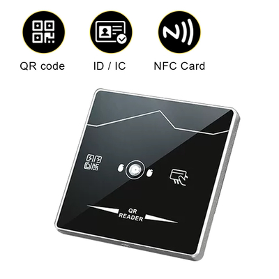 Kaca Tempered Pembaca Kode QR Kontrol Akses Wiegand Proximity Card Reader
