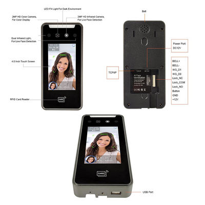 5000 Kapasitas Wajah Wifi Cloud Perangkat Lunak Kartu Karyawan Jam Biometrik Wajah Mesin Kehadiran Baterai Cadangan