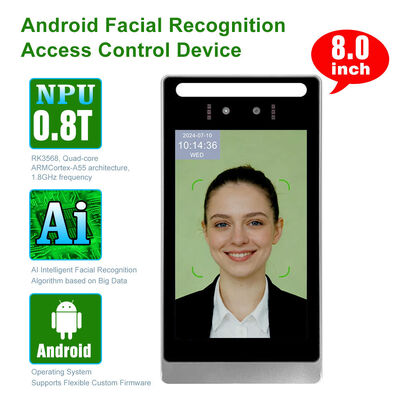 Mesin Kontrol Akses Pengenalan Wajah AI Android Industri RK3568 8 Inci OEM/ODM Untuk Gerbang Tripod