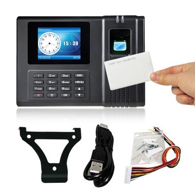 Waktu Jam LCD 2.4 Inci Kontrol Akses Sidik Jari Biometrik