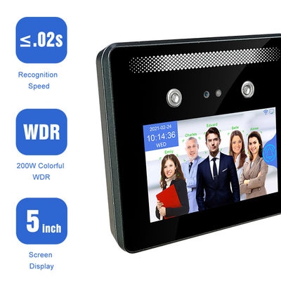 Mesin Absensi Pengenalan Wajah 5 Inch Perekaman Waktu Biomtrik