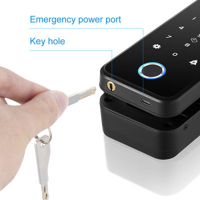 Aluminium ABS Tuya Smart Lock Pengenalan Wajah Kunci Pintu Kaca Tanpa Bingkai Sidik Jari