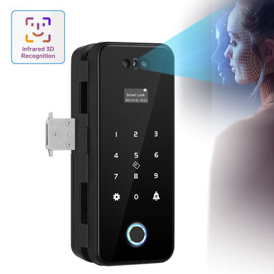 Kunci Pintu Kaca Hitam Tuya Smart Lock Home Security 3D Face Digital Fingerprint