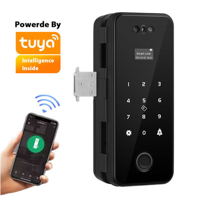 Kunci Pintu Kaca Hitam Tuya Smart Lock Home Security 3D Face Digital Fingerprint