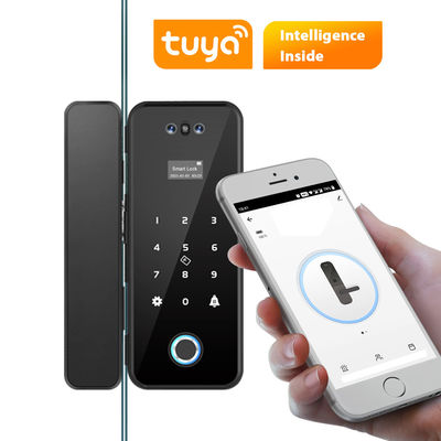 Kunci Pintu Kaca Hitam Tuya Smart Lock Home Security 3D Face Digital Fingerprint